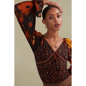 Anthropologie / NWT Conditions Apply Zeena Deep V-Neck Blouse